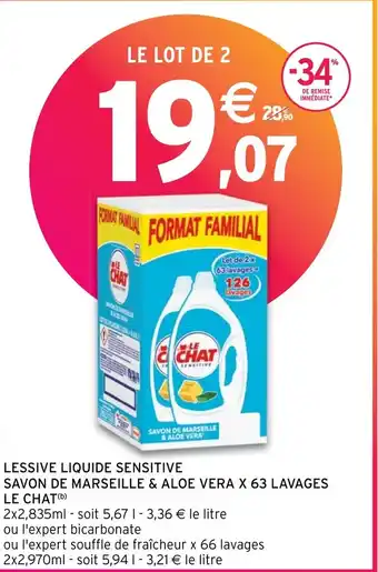 Intermarché Hyper SAVON DE MARSEILLE & ALOE VERA X 63 LAVAGES LE CHAT (b) offre