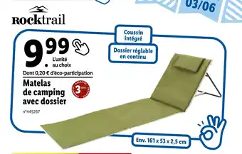 Lidl Rocktrail Matelas de camping avec dossier offre