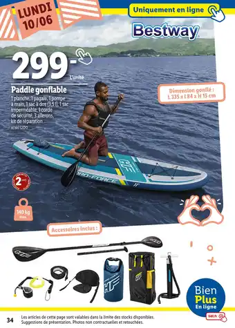 Lidl Bestway Paddle gonflable offre