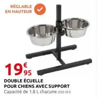 Rural Master DOUBLE ÉCUELLE POUR CHIENS AVEC SUPPORT offre