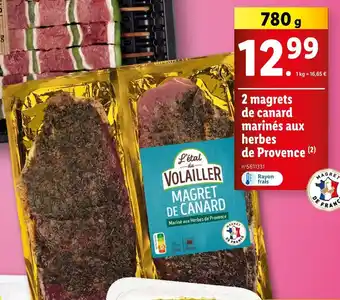Lidl L'étal du Volailler 2 magrets de canard marinés aux herbes de Provence offre