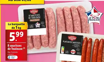Lidl L'étal du boucher 8 saucisses de Toulouse offre