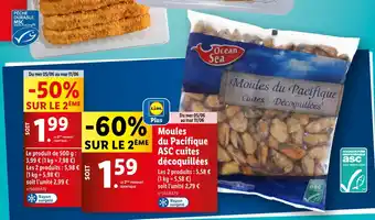 Lidl Ocean Sea Moules du Pacifique ASC cuites décoquillées offre