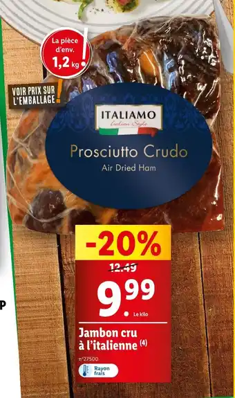 Lidl ITALIAMO Jambon cru à l’italienne offre