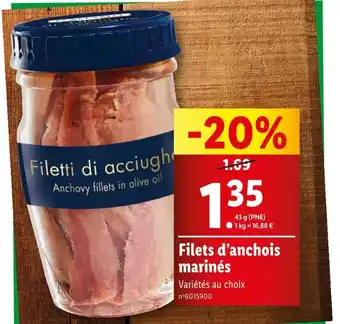 Lidl ITALIAMO Filets d’anchois marinés offre