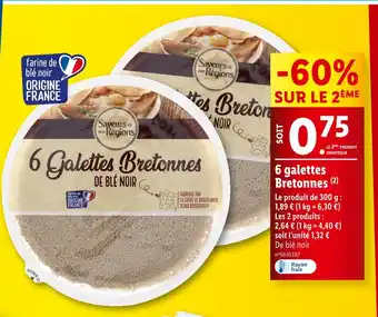 Lidl Saveurs de nos Régions 6 galettes Bretonnes offre