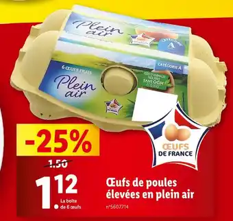 Lidl Œufs de poules élevées en plein air offre