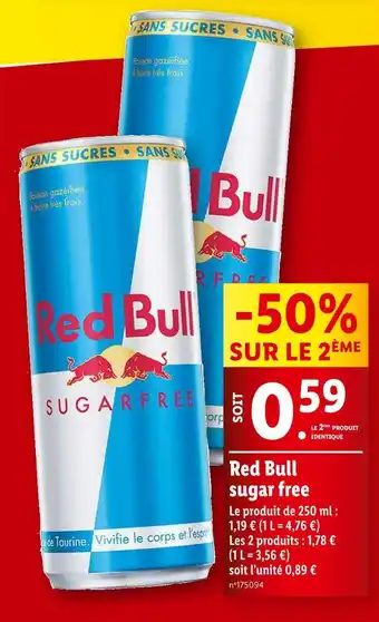 Lidl Red Bull Red Bull sugar free offre