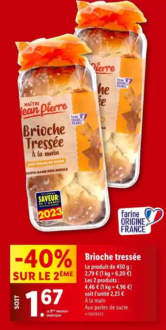 Lidl MAITRE JEAN PIERRE Brioche tressée offre