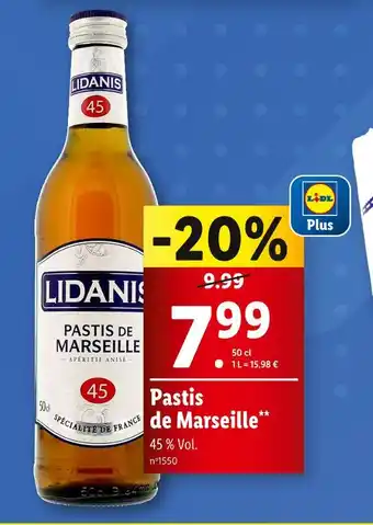 Lidl LIDANIS Pastis de Marseille offre