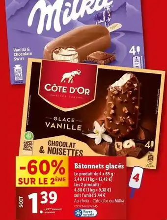 Lidl Côte d'or - bâtonnets glacés offre