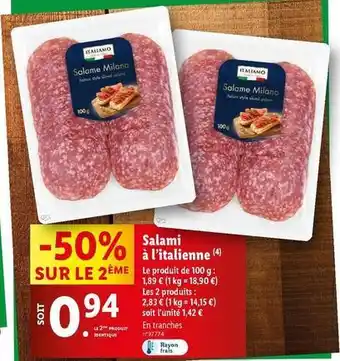 Lidl Salami à l'italienne offre