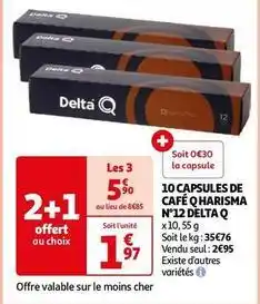 Auchan Delta - 10 capsules de café harisma n°12 offre