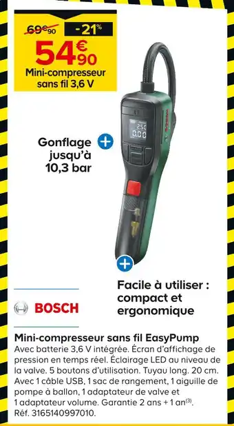 Castorama BOSCH Mini-compresseur sans fil EasyPump offre