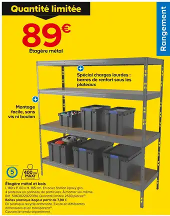 Castorama Étagère métal et bois offre