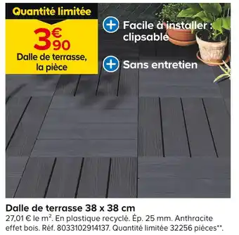 Castorama Dalle de terrasse 38 x 38 cm offre