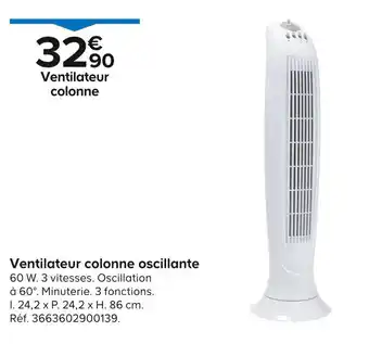 Castorama Ventilateur colonne oscillante offre