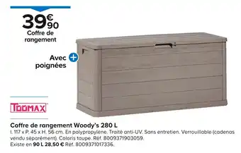 Castorama TOOMAX Coffre de rangement Woody’s 280 L offre