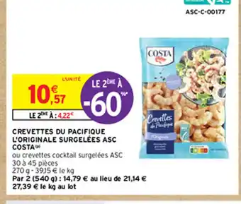 Intermarché CREVETTES DU PACIFIQUE L'ORIGINALE SURGELÉES ASC offre