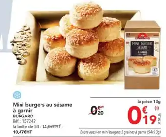 Mini burgers au sésame à garnir BURGARD