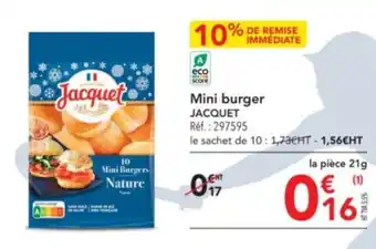 METRO Mini burger JACQUET offre
