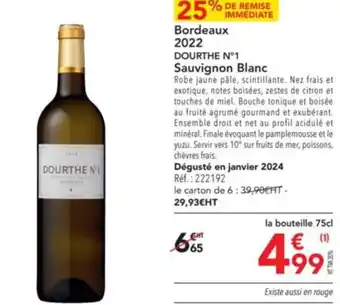 METRO Bordeaux 2022 DOURTHE N°1 Sauvignon Blanc offre