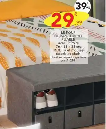 Stokomani LE POUF DE RANGEMENT PLIABLE offre