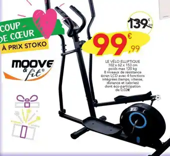 Stokomani LE VÉLO ELLIPTIQUE 102 x 62 x 153 cm poids max 120 kg offre