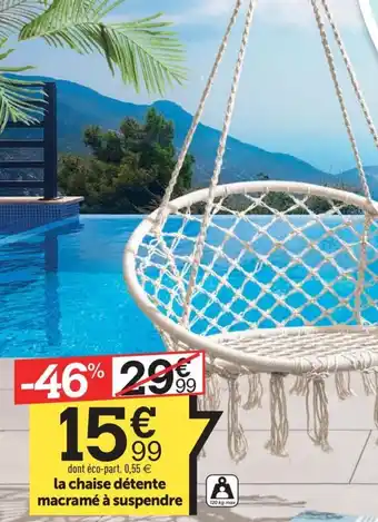Centrakor la chaise détente macramé à suspendre offre