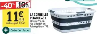 Centrakor LA CORBEILLE PLIABLE 45 L offre