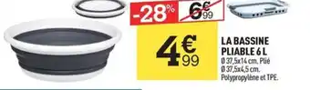 Centrakor LA BASSINE PLIABLE 6 L 037,5x14 cm. Plié 037,5x4,5 cm. Polypropylène et TPE. offre