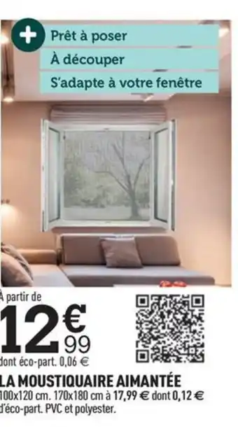 Centrakor LA MOUSTIQUAIRE AIMANTÉE 100x120 cm. 170x180 cm à 17,99 € dont 0,12 € d'éco-part. PVC et polyester. offre