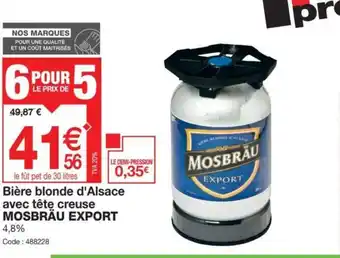 Bière blonde d'Alsace avec tête creuse MOSBRÄU EXPORT