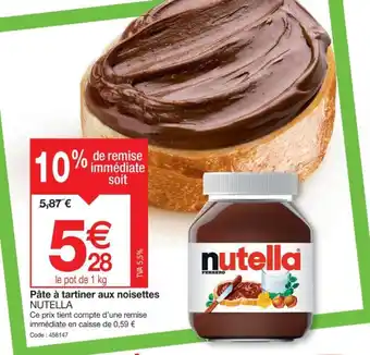 Promocash Pâte à tartiner aux noisettes NUTELLA offre