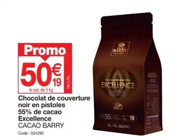 Promocash Chocolat de couverture noir en pistoles 55% de cacao Excellence CACAO BARRY offre