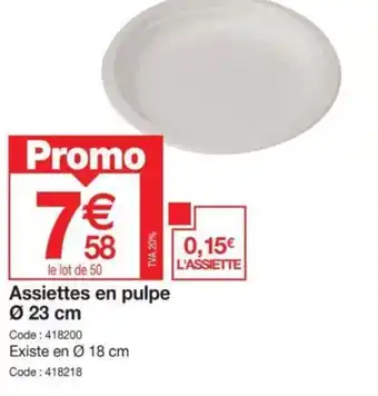 Promocash Assiettes en pulpe Ø 23 cm offre