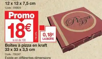 Promocash Boîtes à pizza en kraft 33 x 33 x 3,5 cm offre