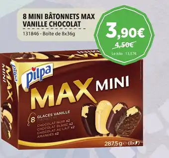 Gel 2000 8 MINI BÂTONNETS MAX VANILLE CHOCOLAT offre