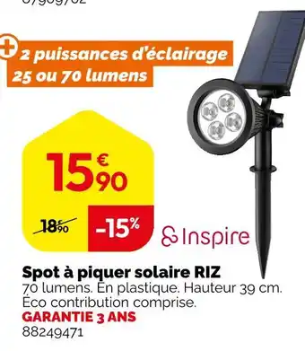 Weldom Inspire Spot à piquer solaire RIZ offre