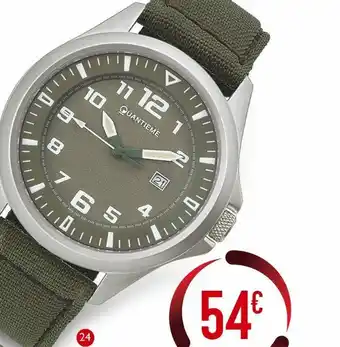 E.Leclerc Montre, boîte acier, bracelet nylon et cuir, verre minéral offre