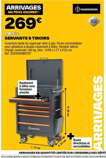 Brico Dépôt MAGNUSSON SERVANTE 6 TIROIRS offre