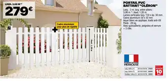 Brico Dépôt PORTAIL PVC BATTANT “OLÉRON” offre
