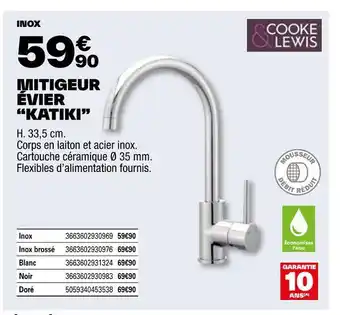 Brico Dépôt MITIGEUR ÉVIER “KATIKI” offre