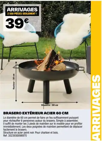 Brico Dépôt BRASERO EXTÉRIEUR ACIER 60 CM offre