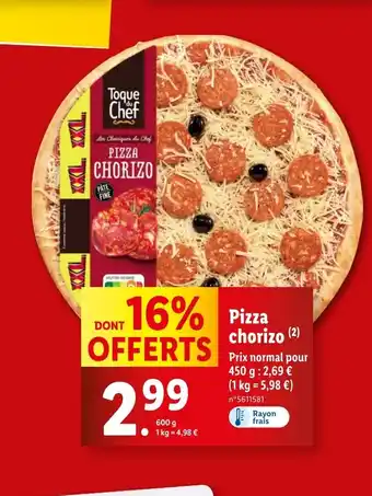 Lidl PIZZA CHORIZO offre