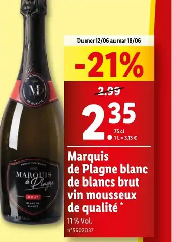 Lidl Marquis de Plagne blanc offre