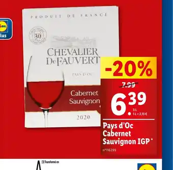 Lidl Pays d'Oc Cabernet Sauvignon IGP offre