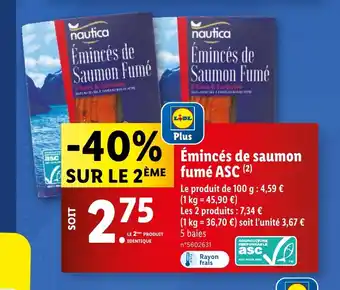 Lidl Émincés de Saumon Fumé offre