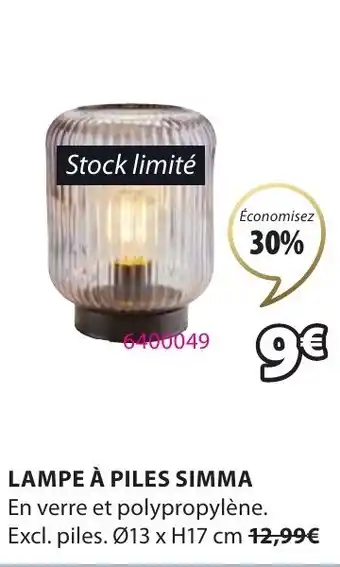 JYSK LAMPE À PILES SIMMA offre