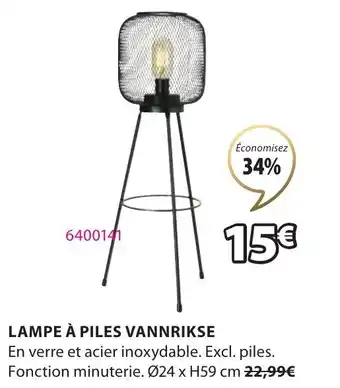 JYSK LAMPE À PILES VANNRIKSE offre